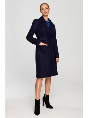 Dámský kabát MOE M708 NAVY BLUE