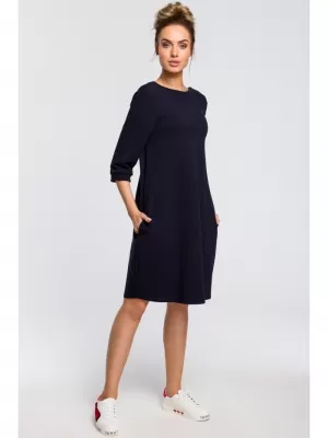 Dámské šaty MOE M417 NAVY BLUE