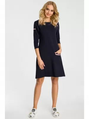 Dámské šaty MOE M343 NAVY BLUE