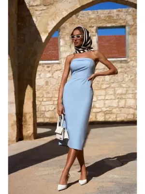 Dámské šaty MOE M843 LIGHT BLUE