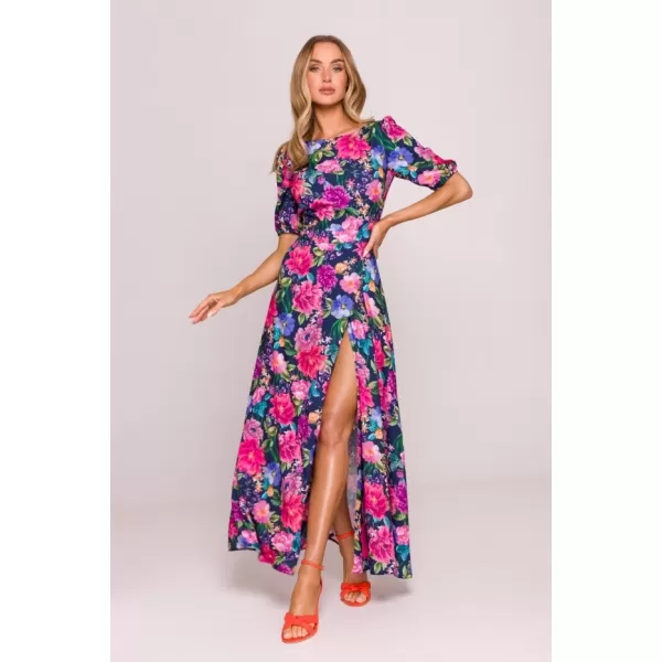  Dámské šaty MOE M858 BLUE/PINK 
