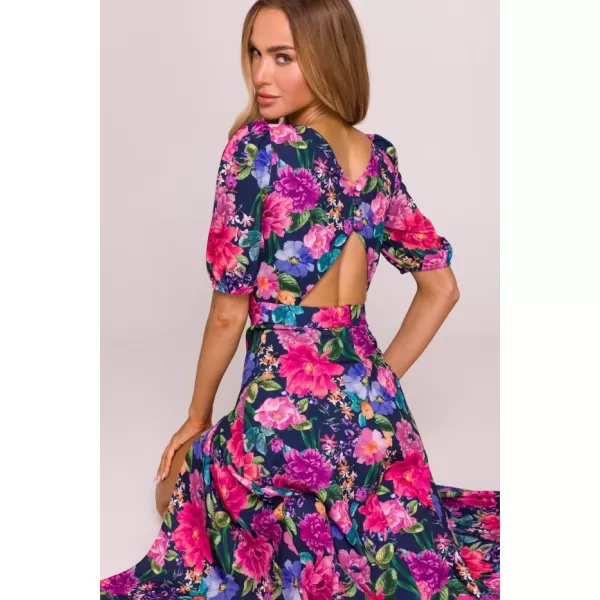  Dámské šaty MOE M858 BLUE/PINK 