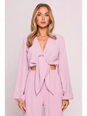 Dámský crop top MOE M861 CREPEPINK